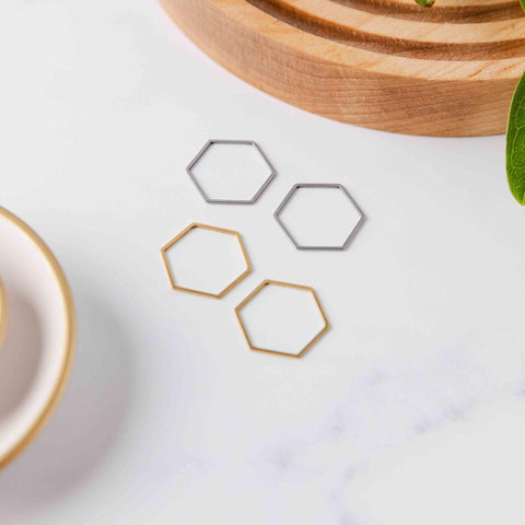 Gold Stainless Steel Hexagon Linking Rings (Smooth), 10 Pieces, Connector #26