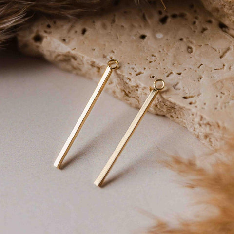 33mm Gold Stainless Steel Bar Pendant Connectors, 10 Pieces, Charm #65