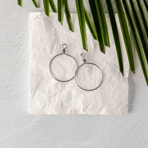 Silver Stainless Steel Round Fringe Hoop, 2 Pieces, Connector #68