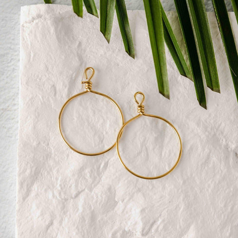 Gold Stainless Steel Round Fringe Hoop, 2 Pieces, Connector #69