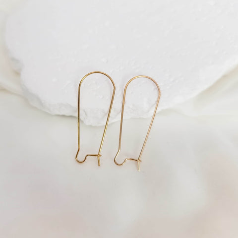Gold 33mm Kidney Ear Wires, 20 Pieces, Earring Hook #24