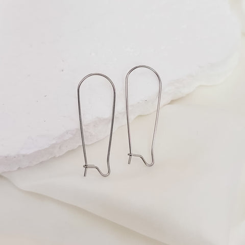 Silver 33mm Kidney Ear Wires, 20 Pieces, Earring Hook #23