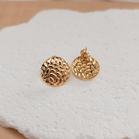 Gold Hammered Circle Stud Connector, 10 Pieces, Stud #84