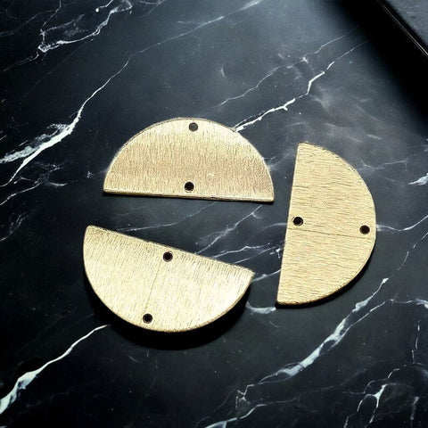 Brushed Brass Semicircle 2-Hole Connectors, 10 Pieces, Connector #53
