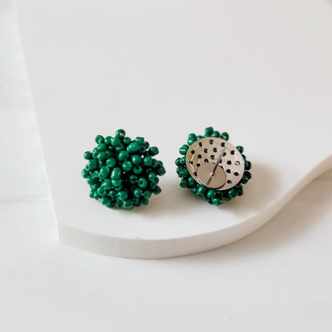Emerald Green 15mm Small Seed Bead Topper, 1 Pair, Seed Bead #25