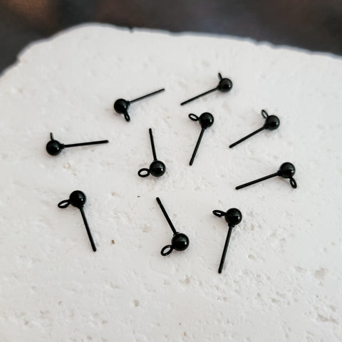 Black Regular Ball Stud Posts Stainless Steel (5mm), 10 Pieces, Stud #23
