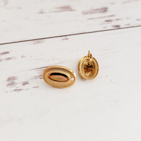 Gold Regency Oval Stud Connectors, 10 Pieces, Stud #101