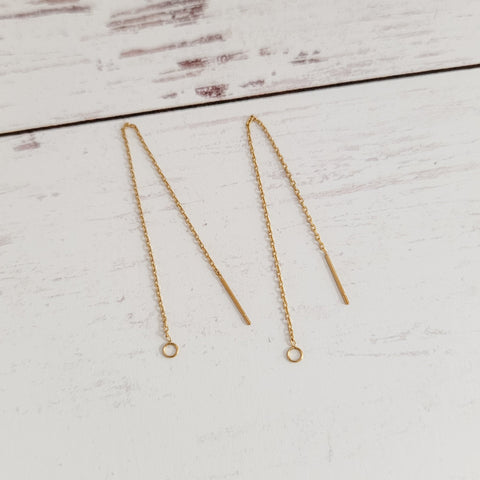 Gold Threader Stainless Steel Chain With Connector Loops (Ear Threads), 10 Pieces, Earring Hook #75