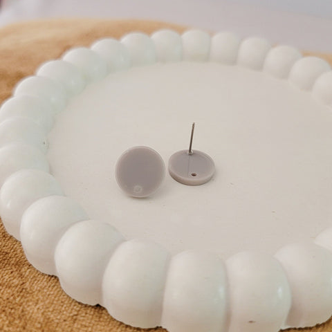 Satin Gray Acrylic Circle Stud Earring (14mm), 10 Pieces, Acrylic Stud #29