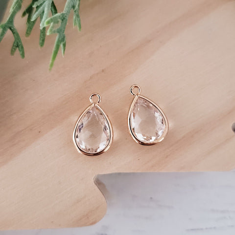 Gold Teardrop Crystal Charms, 10 Pieces, Charm #41