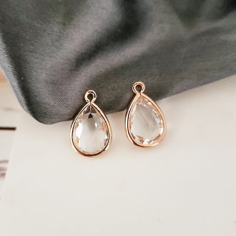 Gold Teardrop Crystal Charms, 10 Pieces, Charm #41
