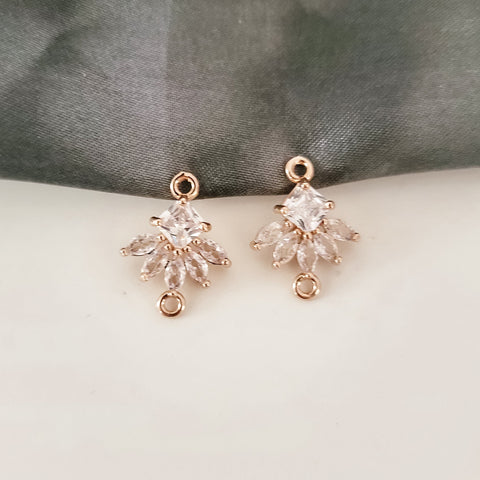 Gold Vintage Deco Cubic Zirconia 2-Hole Connectors, 10 Pieces, Connector #10