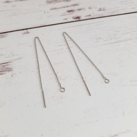 Silver Threader Stainless Steel Chain With Connector Loops (Ear Threads), 10 Pieces, Earring Hook #76