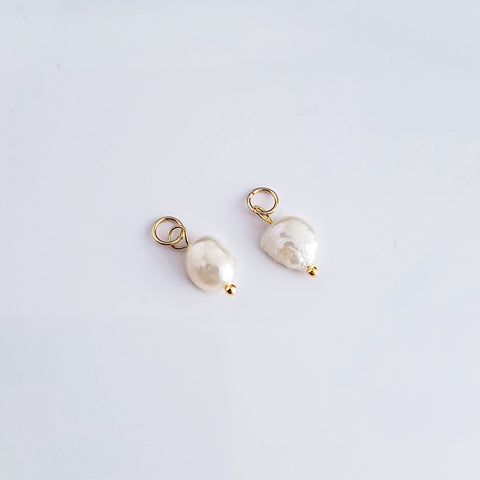 Gold Petite Real Freshwater Pearl Charm, 10 Pieces, Charm #27