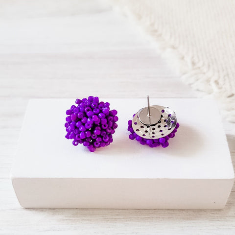 Royal Purple 15mm Small Seed Bead Topper, 1 Pair, Seed Bead #38