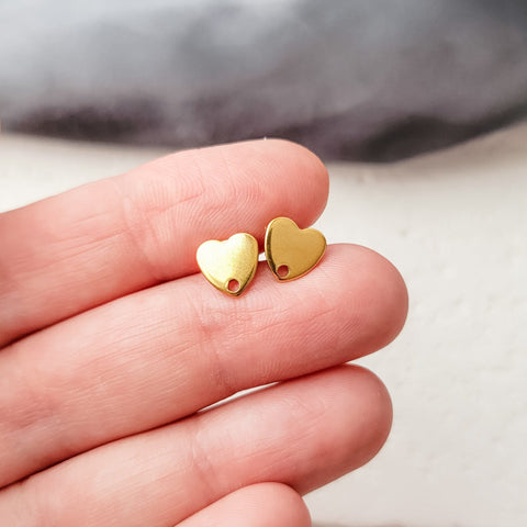 Gold Petite Heart Stud Connector, 10 Pieces, Stud #103