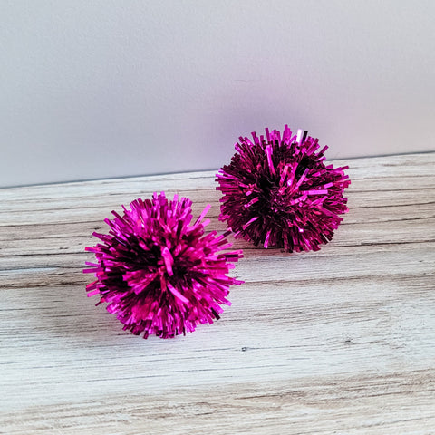 Magenta Tinsel 30mm Large Stud Topper, 1 Pair, Stud #181