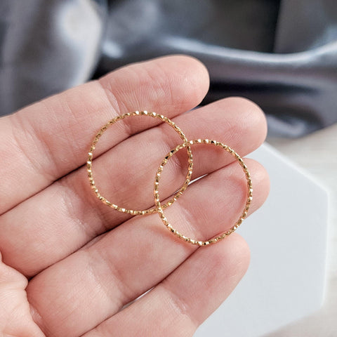 25mm Gold Hammered Stainless Steel Circle  Linking Rings (Sparkle Effect), 10 Pieces, Connector #29