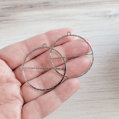 Silver Split Circle 1-Hole Brushed Brass Pendant, 10 Pieces, Charm #53