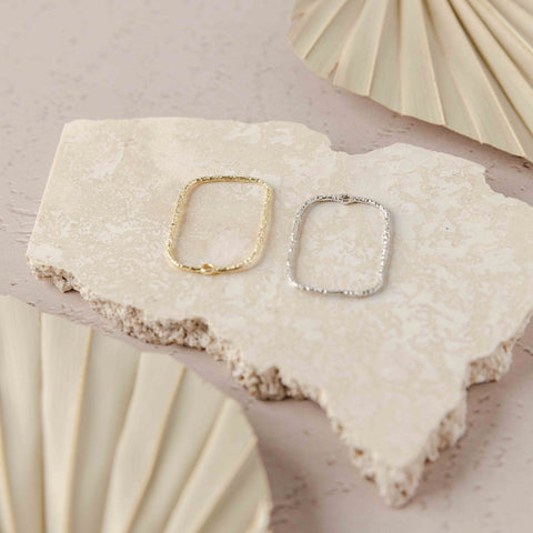 34mm Hammered Silver Rectangle Brass Charm with Hole, 10 Pieces, Charm #62
