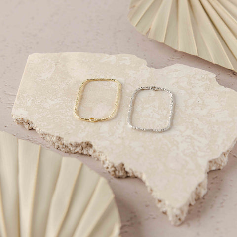 34mm Hammered Gold Rectangle Brass Charm with Hole, 10 Pieces, Charm #113