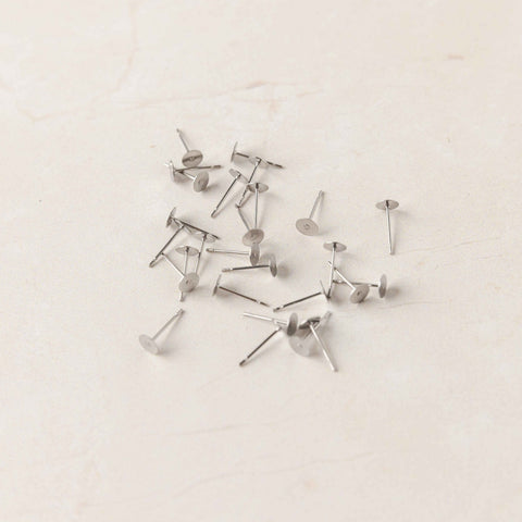 Bulk 2mm Silver Stainless Steel Regular Flat Pad Earring Posts, 100 Pieces, Stud #58