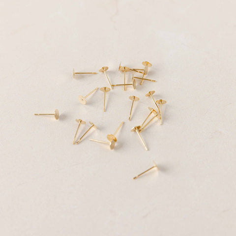 Bulk 8mm Gold Stainless Steel Regular Flat Pad Earring Posts, 100 Pieces, Stud #41