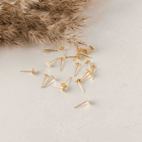 Bulk 3mm Gold Stainless Steel Regular Flat Pad Earring Posts, 100 Pieces, Stud #44