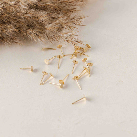 Bulk 8mm Gold Stainless Steel Regular Flat Pad Earring Posts, 100 Pieces, Stud #41
