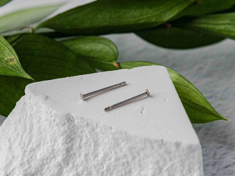 Bulk 1.5mm Silver Stainless Steel Regular Flat Pad Earring Posts, 100 Pieces, Stud #48