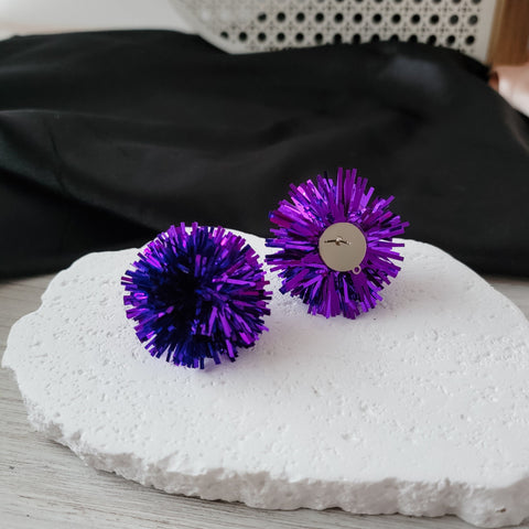Royal Purple Tinsel 30mm Large Stud Topper, 1 Pair, Stud #182