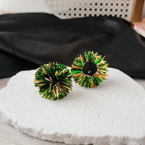 Green and Gold Mix Tinsel 30mm, 1 Pair, Stud #173