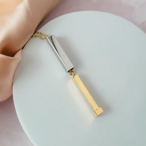 Hidden Message Bar Necklace (Gold/Silver, Silver/Silver, Rose Gold/Silver, or Black/Silver), 1 Total, Metal Blank #4