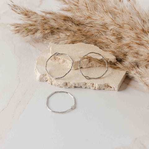 35mm Hammered Silver Circle Brass Charm with Hole, 10 Pieces, Charm #70