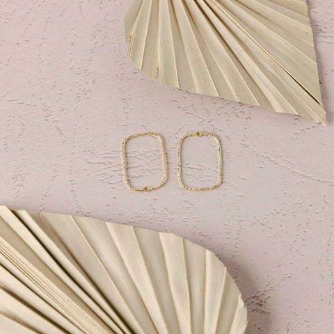 45mm Hammered Gold Rectangle Brass Charm with Hole, 10 Pieces, Charm #114