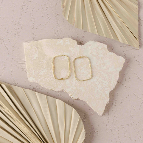 34mm Hammered Gold Rectangle Brass Charm with Hole, 10 Pieces, Charm #113