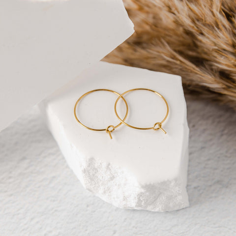 Gold 30mm Round Wine Hoop Stainless Steel Ear Wires, 10 Pieces, Hoop #28