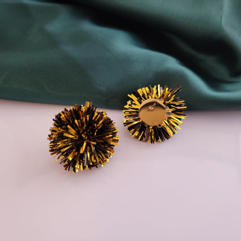 Black and Gold Mix Tinsel 30mm Large Stud Topper, 1 Pair, Stud #183