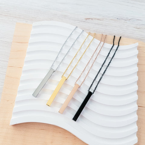 Vertical Bar Necklace (Silver, 14k Gold, Rose Gold, Black, or Rainbow), 1 Total, Metal Blank #5