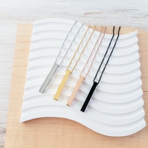 Vertical Bar Necklace (Silver, 14k Gold, Rose Gold, Black, or Rainbow), 1 Total, Metal Blank #5