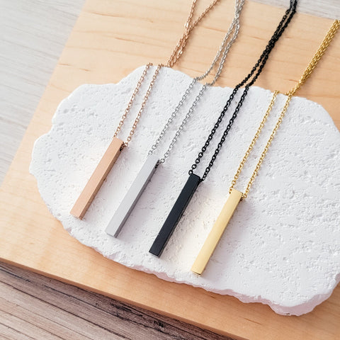 Vertical Bar Necklace (Silver, 14k Gold, Rose Gold, Black, or Rainbow), 1 Total, Metal Blank #5