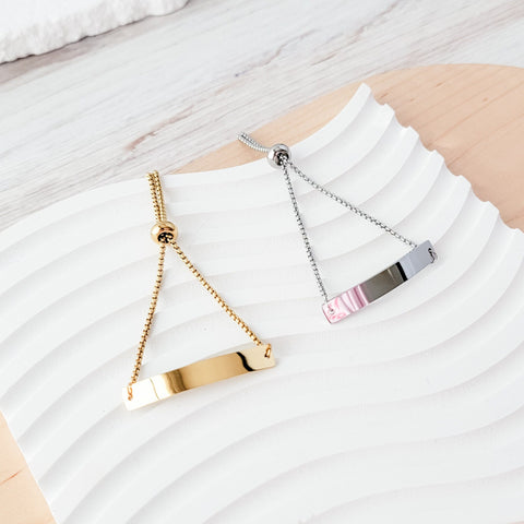 Horizontal Rectangle Bar Bolo Bracelet (Silver or Gold), 1 Total, Metal Blank #8