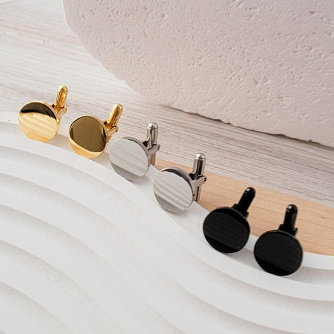 Round Cufflinks (Choice of Color), 1 Pair Total, Metal Blank #12