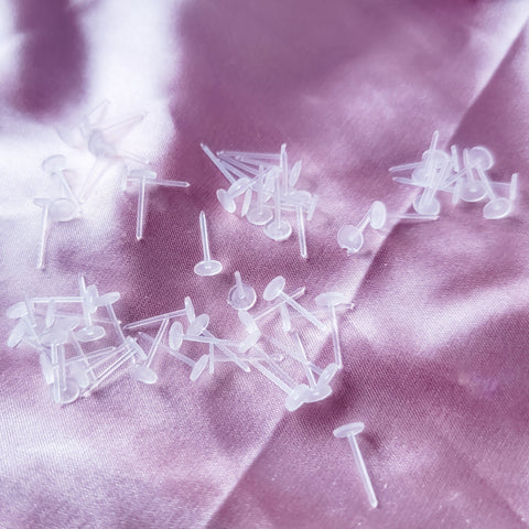 3mm Clear Plastic Flat Pad Earring Posts, 100 Pieces, Plastic #5