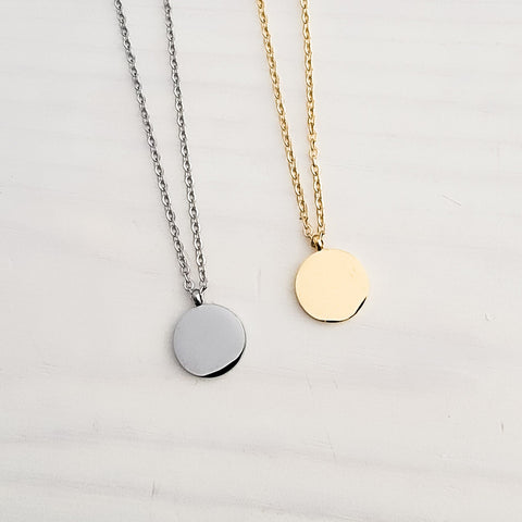 Petite Disc Necklace (Silver, Gold, or Rose Gold), 1 Total, Metal Blank #21