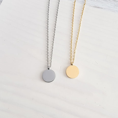Petite Disc Necklace (Silver, Gold, or Rose Gold), 1 Total, Metal Blank #21
