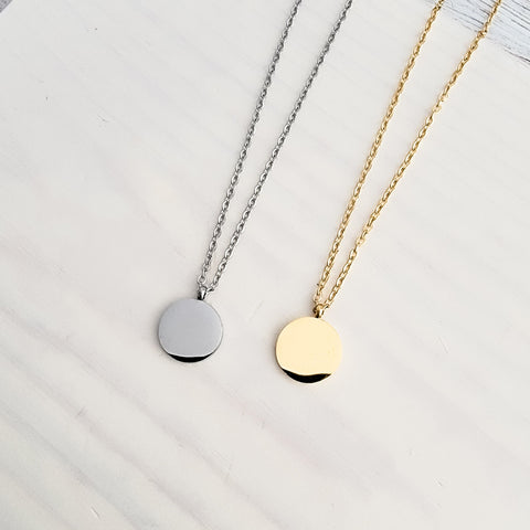 Petite Disc Necklace (Silver, Gold, or Rose Gold), 1 Total, Metal Blank #21
