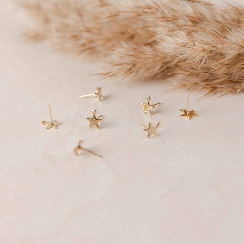 Gold Stainless Steel Star Stud with Loop, 10 Pieces, Stud #90