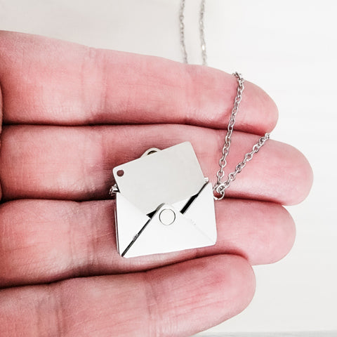 Secret Letter Necklace (Silver, Gold, Rose Gold, or Black) and Optional Extra Letters, 1 Total, Metal Blank #26