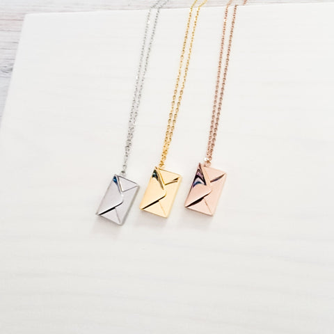Secret Letter Necklace (Silver, Gold, Rose Gold, or Black) and Optional Extra Letters, 1 Total, Metal Blank #26
